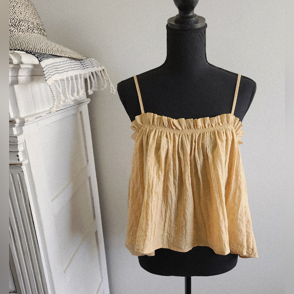 GOLDEN YELLOW RUFFLED TANK TOP